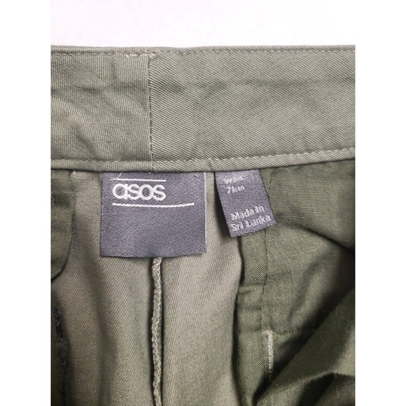 ASOS Chino Shorts Button Fly Womens 28" Waist Khaki Green New - Picture 7 of 10